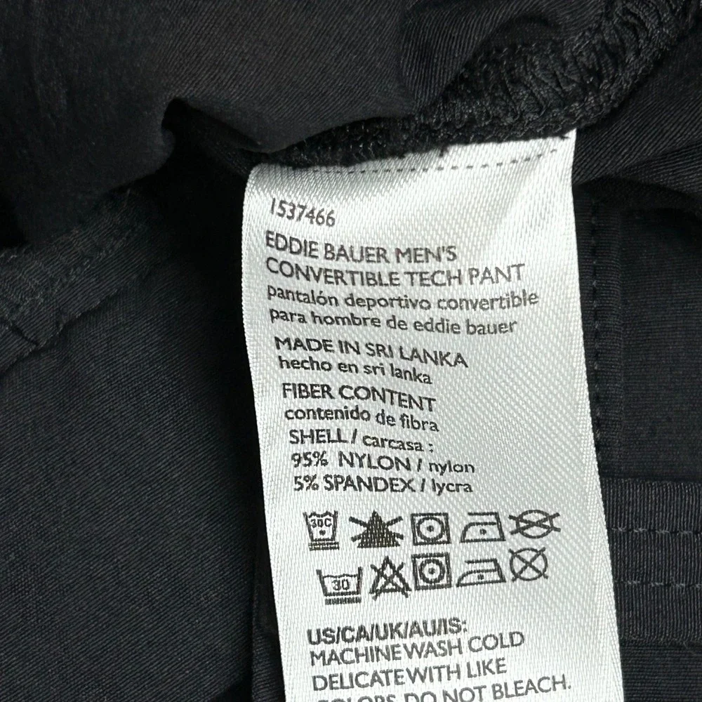 Eddie Bauer Mens Convertible Tech Pants Black 36x30 Hiking Outdoor 1537466